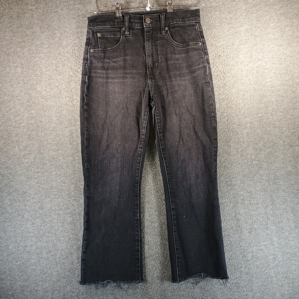Vintage 1969 Gap Jeans Women 26/2 Petite Kick Fit High Rise Washed Black Raw Hem - Picture 1 of 12